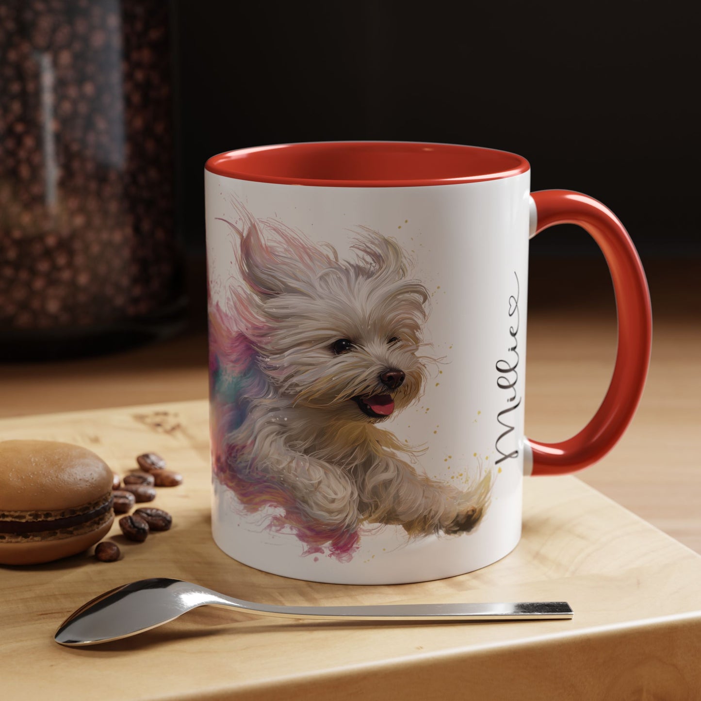 Maltese Paint Colourful Personalised Accent Mugs, 11oz