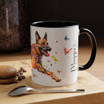 Dutch Shepherd Personalized Colorful Accent Mugs, 11oz