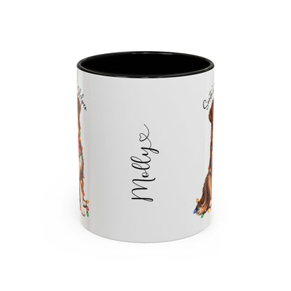 Australian Shepherd, Santa's little helper, personalised accent colour 11oz mug