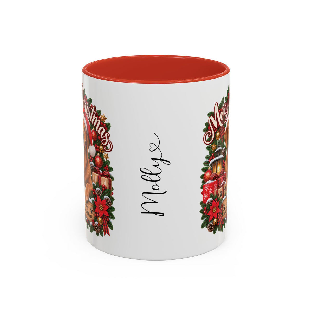 Labrador #4 Merry Christmas, personalised accent colour 11oz mug
