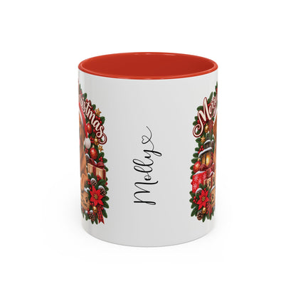 Labrador #4 Merry Christmas, personalised accent colour 11oz mug