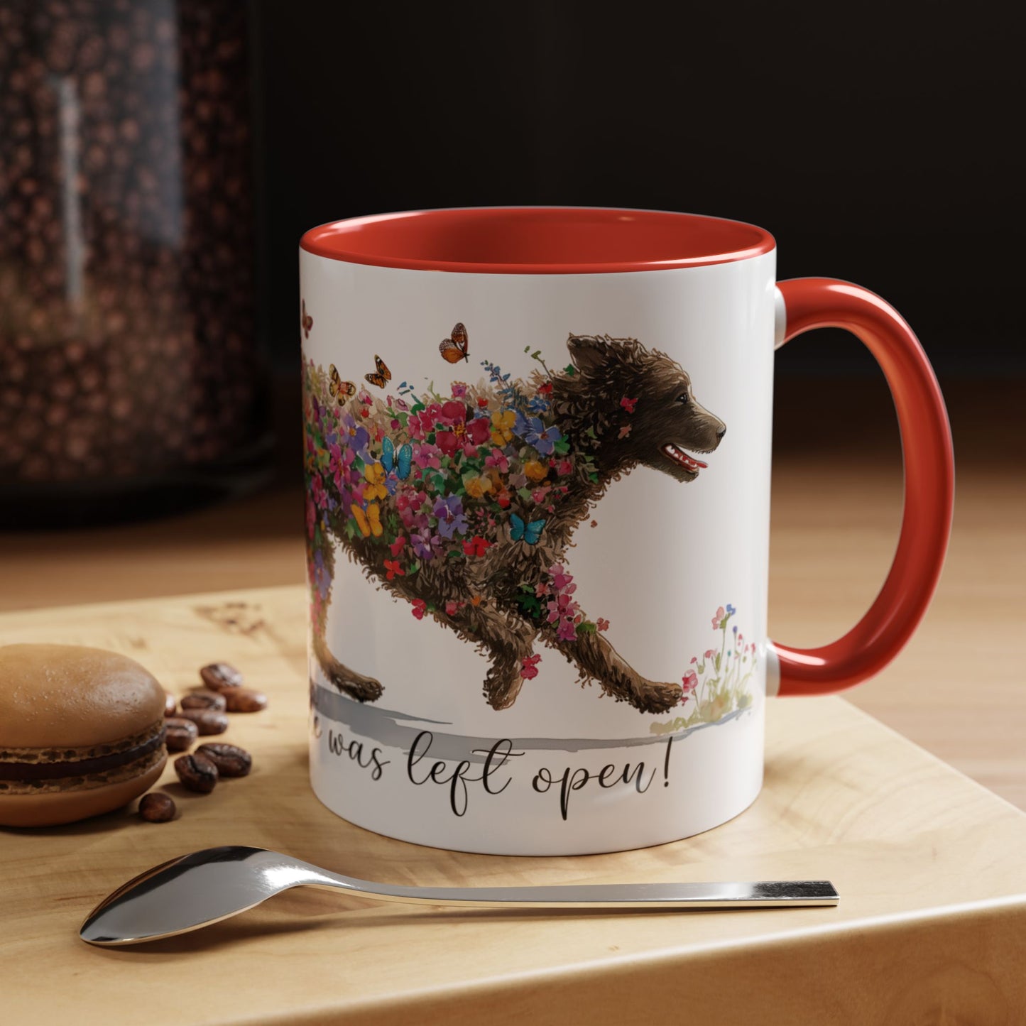 Curly Coated Retriever #1 “Live like the gate was left open" Accent Mugs, 11oz