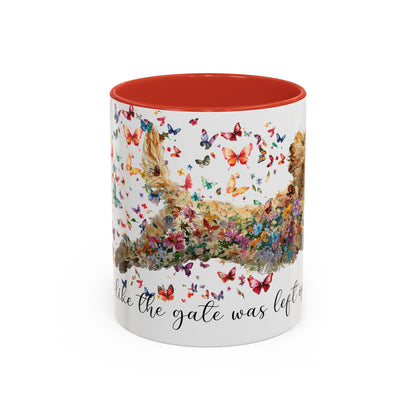 Golden Doodle/Groodle #3 "Live like the gate was left open" Accent Mugs, 11oz