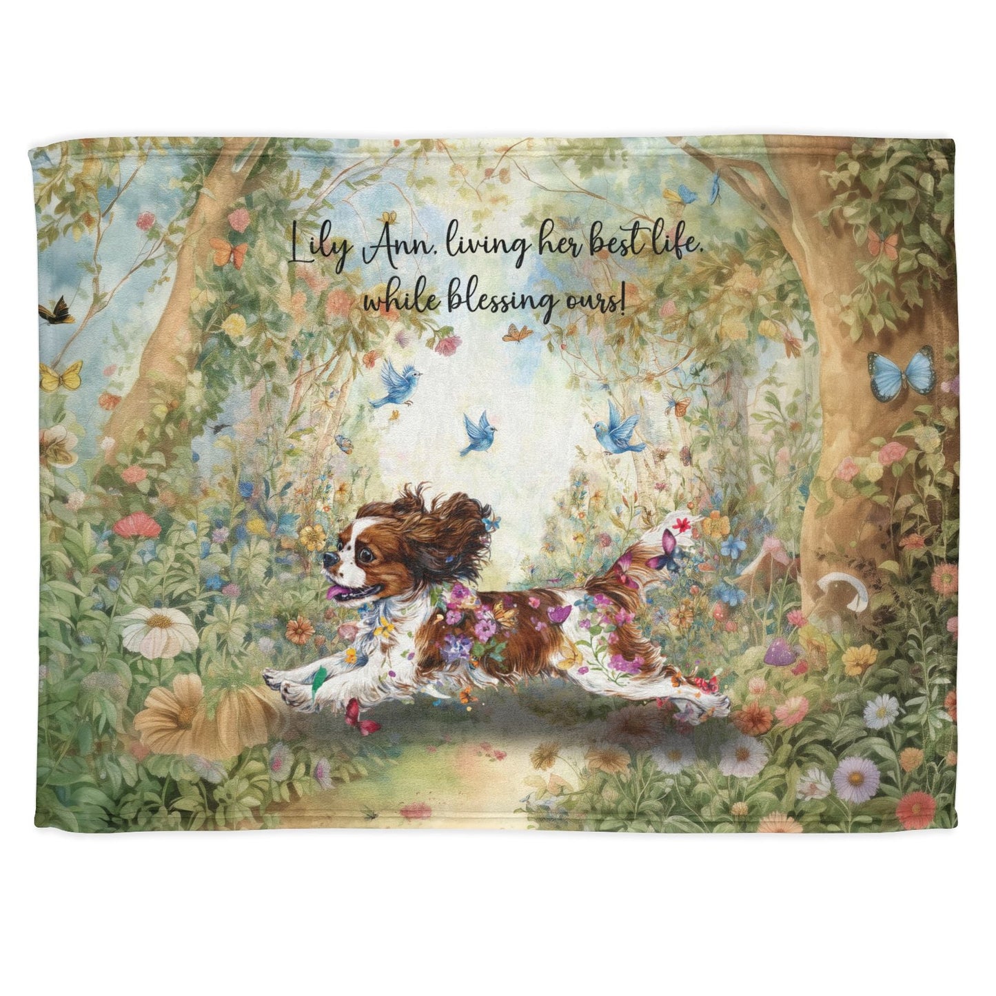 Cavalier King Charles Personalised Mystical Forest Blanket