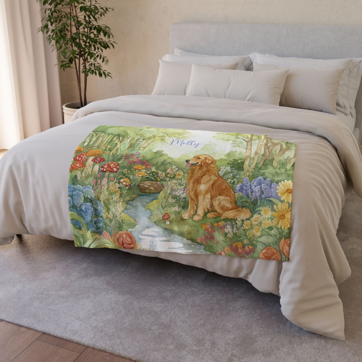 Golden Retreiver Personalised Blanket