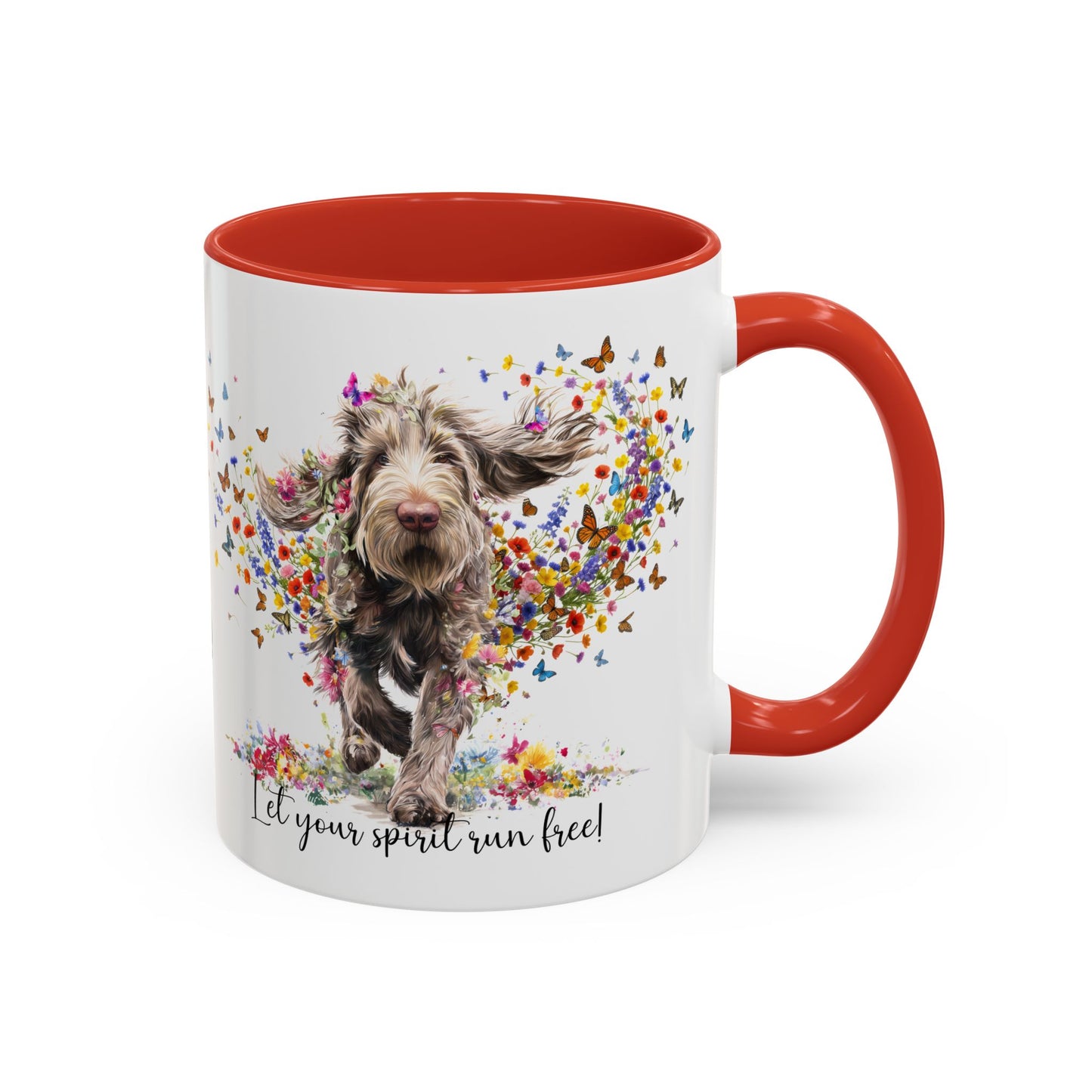 Spinone Italiano #2, Let your spirit run free, personalized colourful Mugs, 11oz