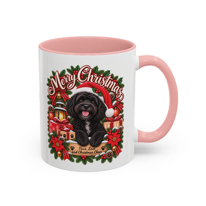 Cavapoo, Cavoodle, Cockapoo Merry Christmas, personalised accent colour 11oz mug