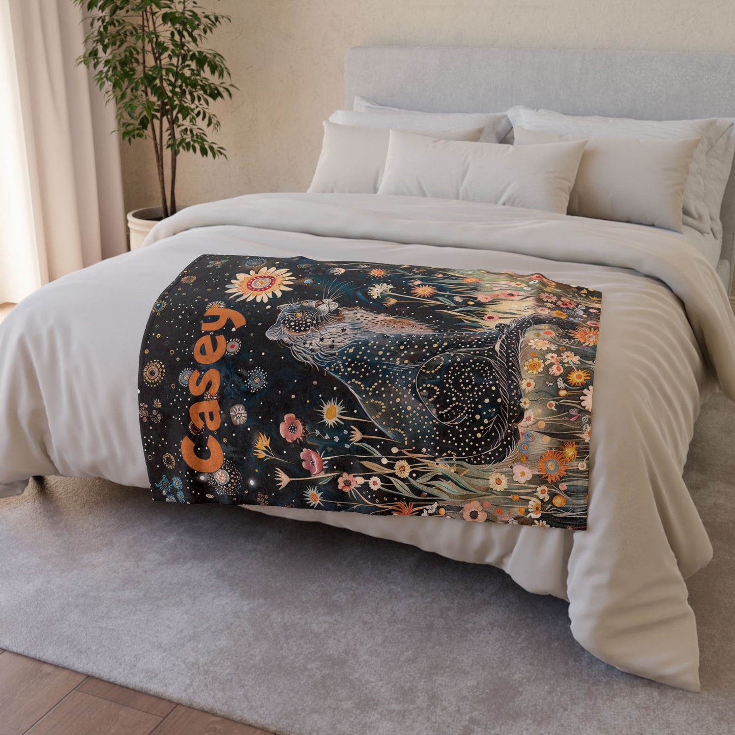 Black Panther Starry Night Personalised Soft Polyester Blanket