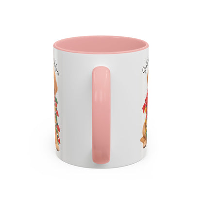 Golden Retriever, Santa's little helper, personalised accent colour 11oz mug