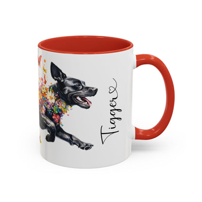 Black Labrador running personalized colourful Mugs, 11oz