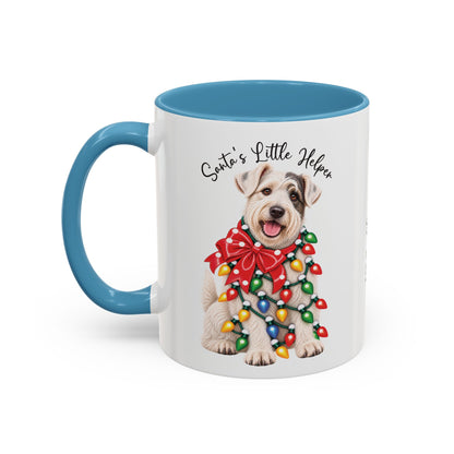 Sealyham Terrier, Santa's little helper, personalised accent colour 11oz mug