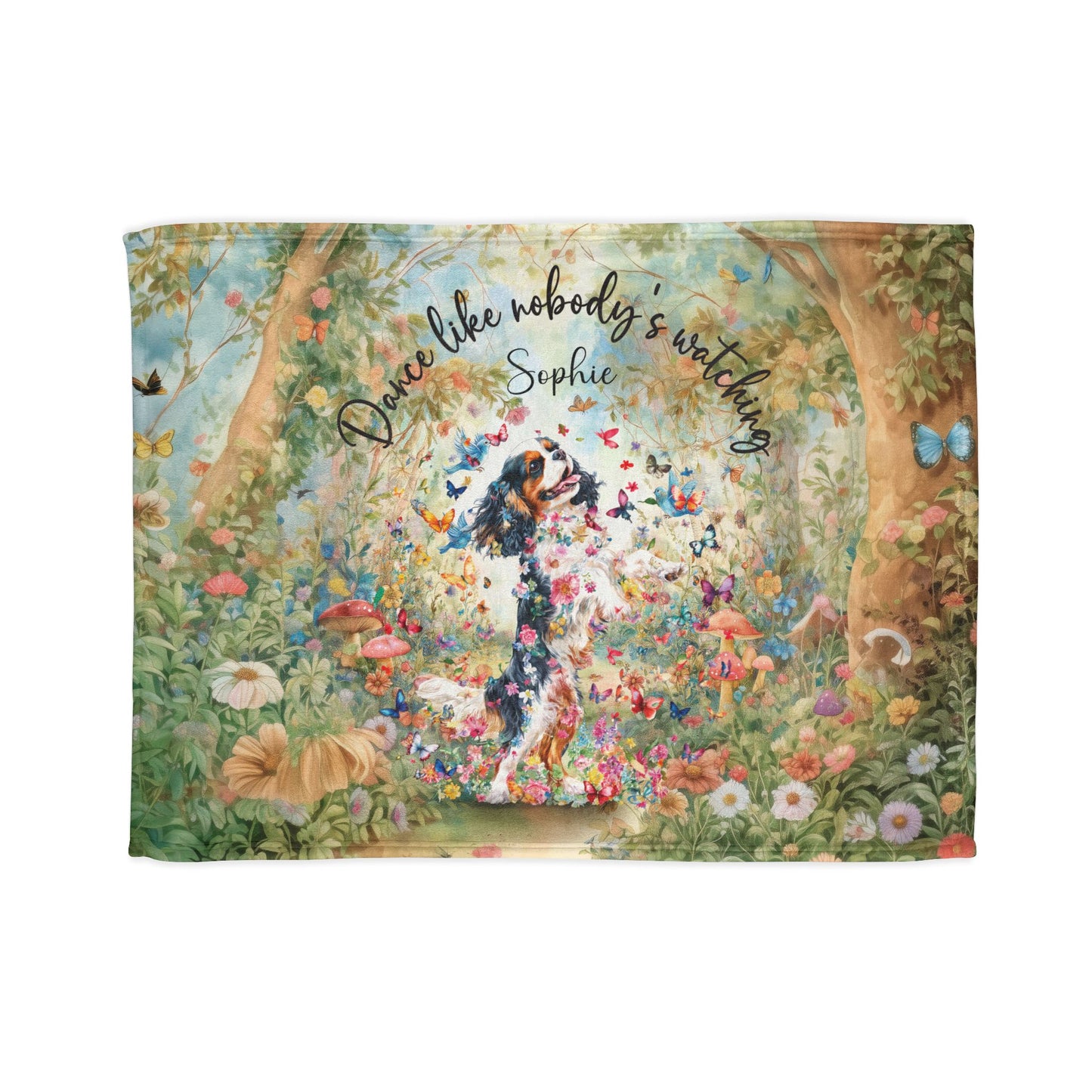 Cavalier King Charles Spaniel, Dancing, Personalised Mystical Forest Blanket