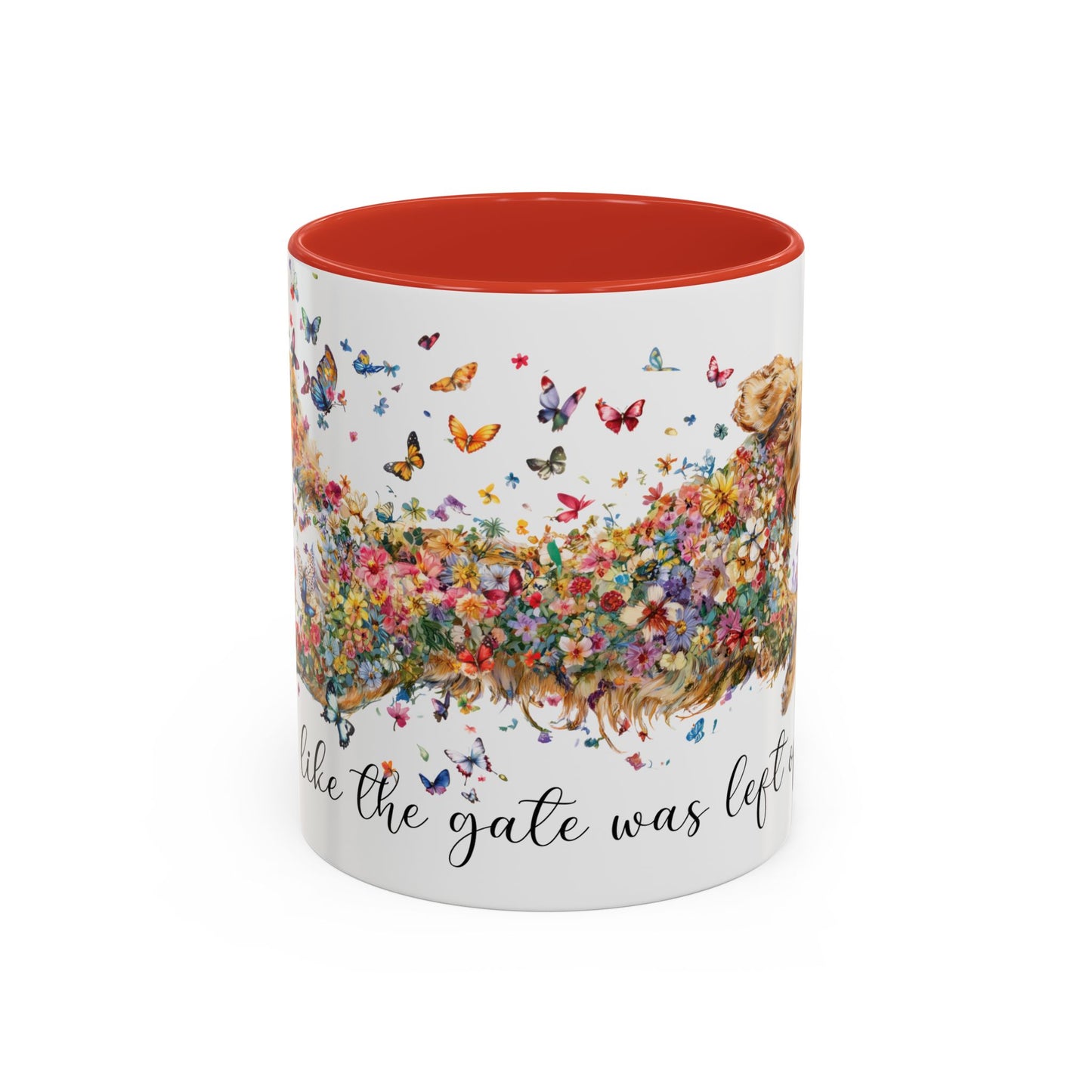 Golden Retriever #2 “Live like the gate was left open" Accent Mugs, 11oz