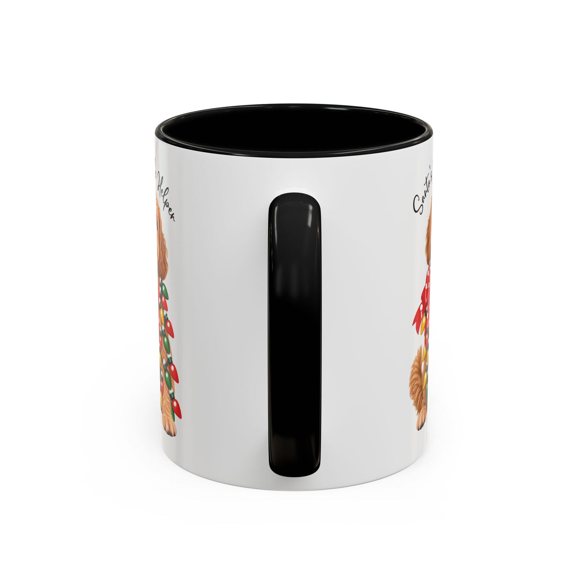 Labradoodle #1, Santa's little helper, personalised accent colour 11oz mug