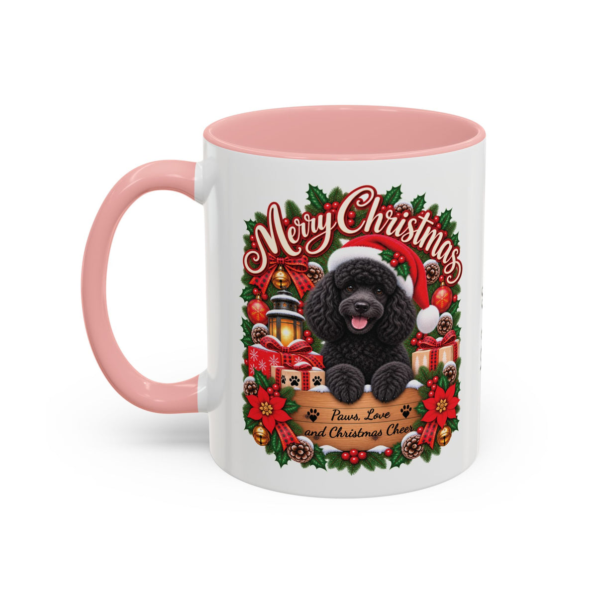Poodle #2 Merry Christmas, personalised accent colour 11oz mug