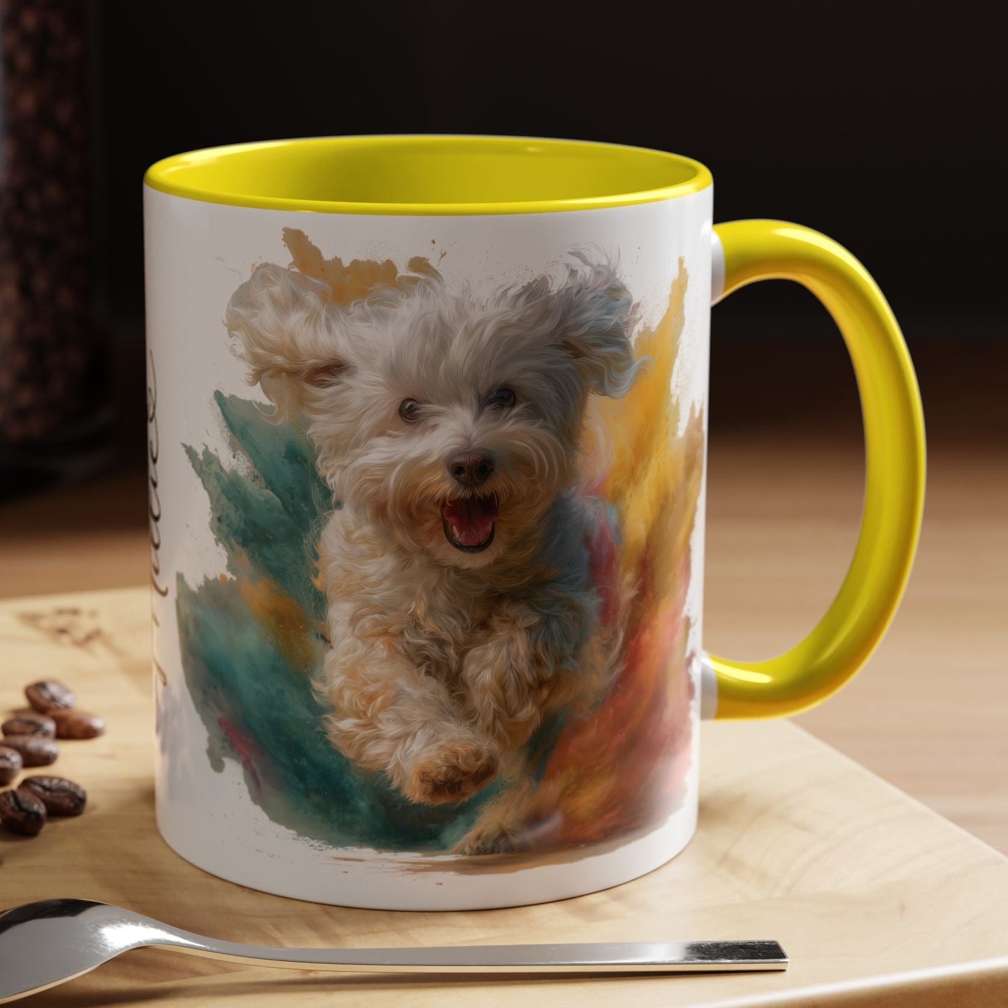 Maltese #2 Paint Colourful Personalised Accent Mugs, 11oz