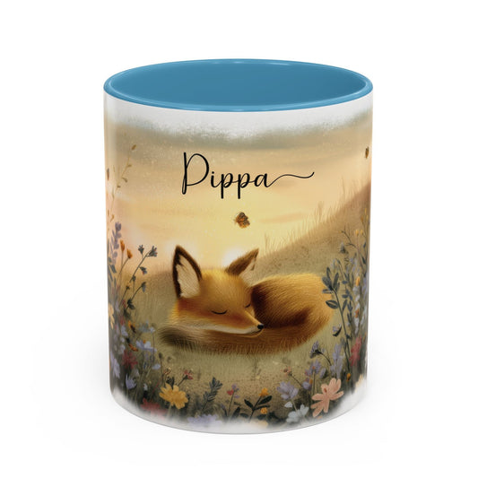 Fox sleeping #1 Personalized Accent Mugs, 11oz