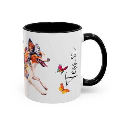 Border Collie (Australian Collie) Blue Merle, Personalized Accent Mugs, 11oz