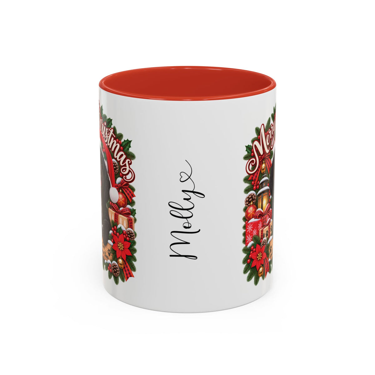 Cavapoo, Cavoodle, Cockapoo Merry Christmas, personalised accent colour 11oz mug