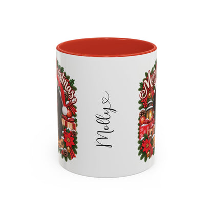 Cavapoo, Cavoodle, Cockapoo Merry Christmas, personalised accent colour 11oz mug