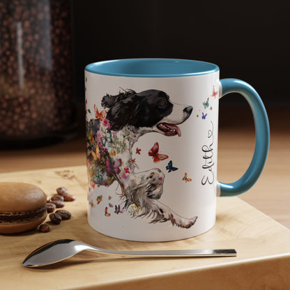 English Springer Spaniel Personalized Accent Mugs, 11oz