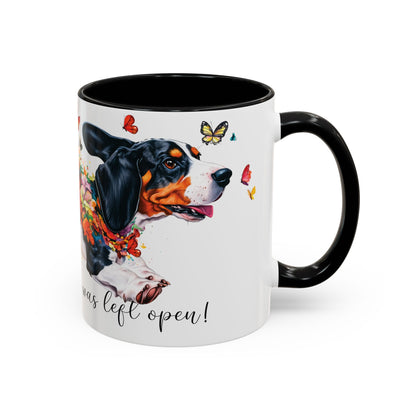 Basset Hound “Live like the gate was left open" Accent Mugs, 11oz