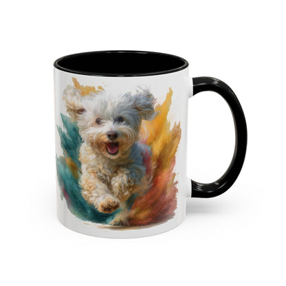 Maltese #2 Paint Colourful Personalised Accent Mugs, 11oz