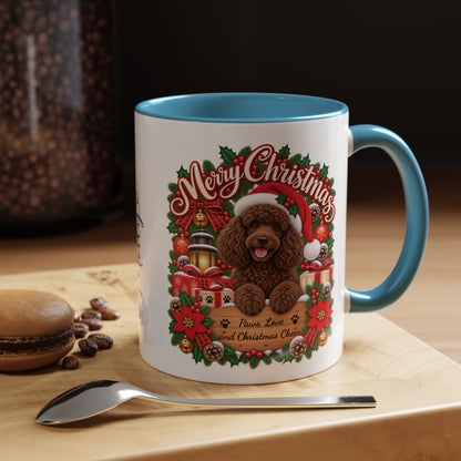 Poodle #2 Merry Christmas, personalised accent colour 11oz mug