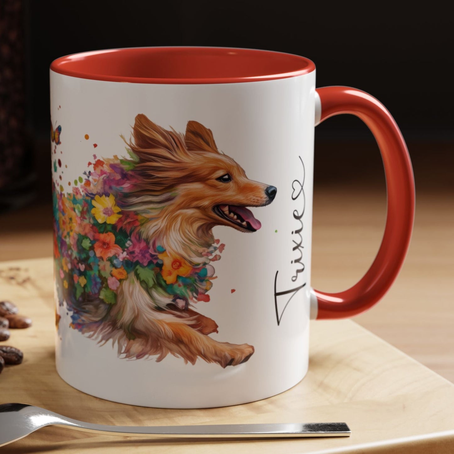 Shetland Sheep Dog Personalized Accent Mugs, 11oz