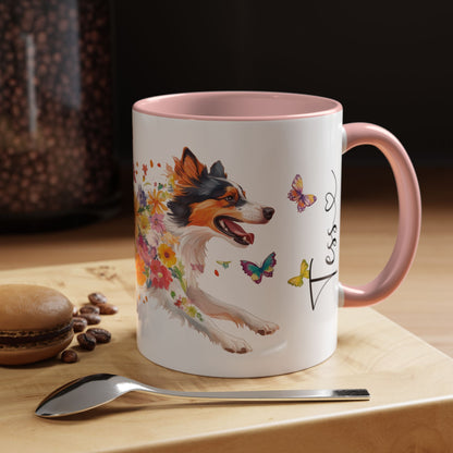 Rough Collie Personalized Accent Mugs, 11oz