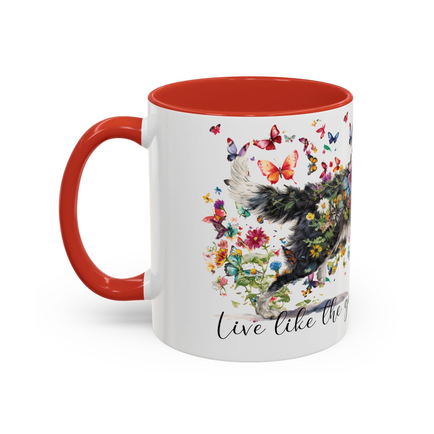 Border Collie #1 “Live like the gate was left open" Accent Mugs, 11oz