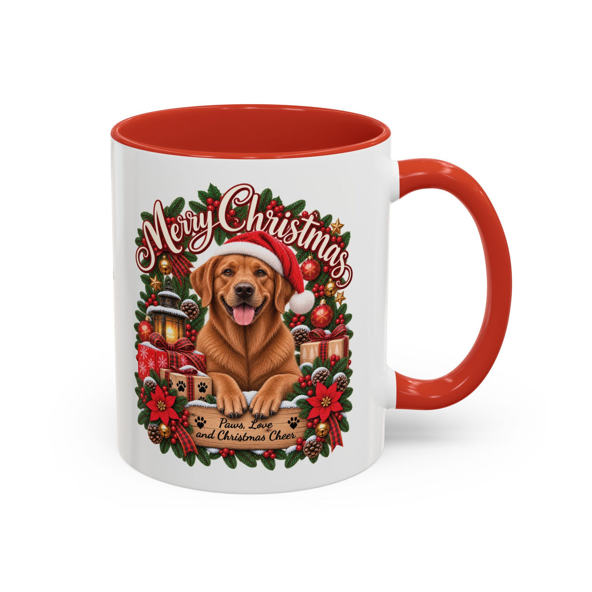 Labrador #4 Merry Christmas, personalised accent colour 11oz mug
