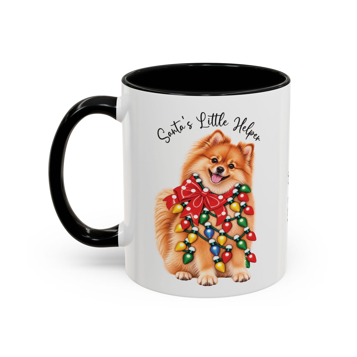 Pomeranian, Santa's little helper, personalised accent colour 11oz mug