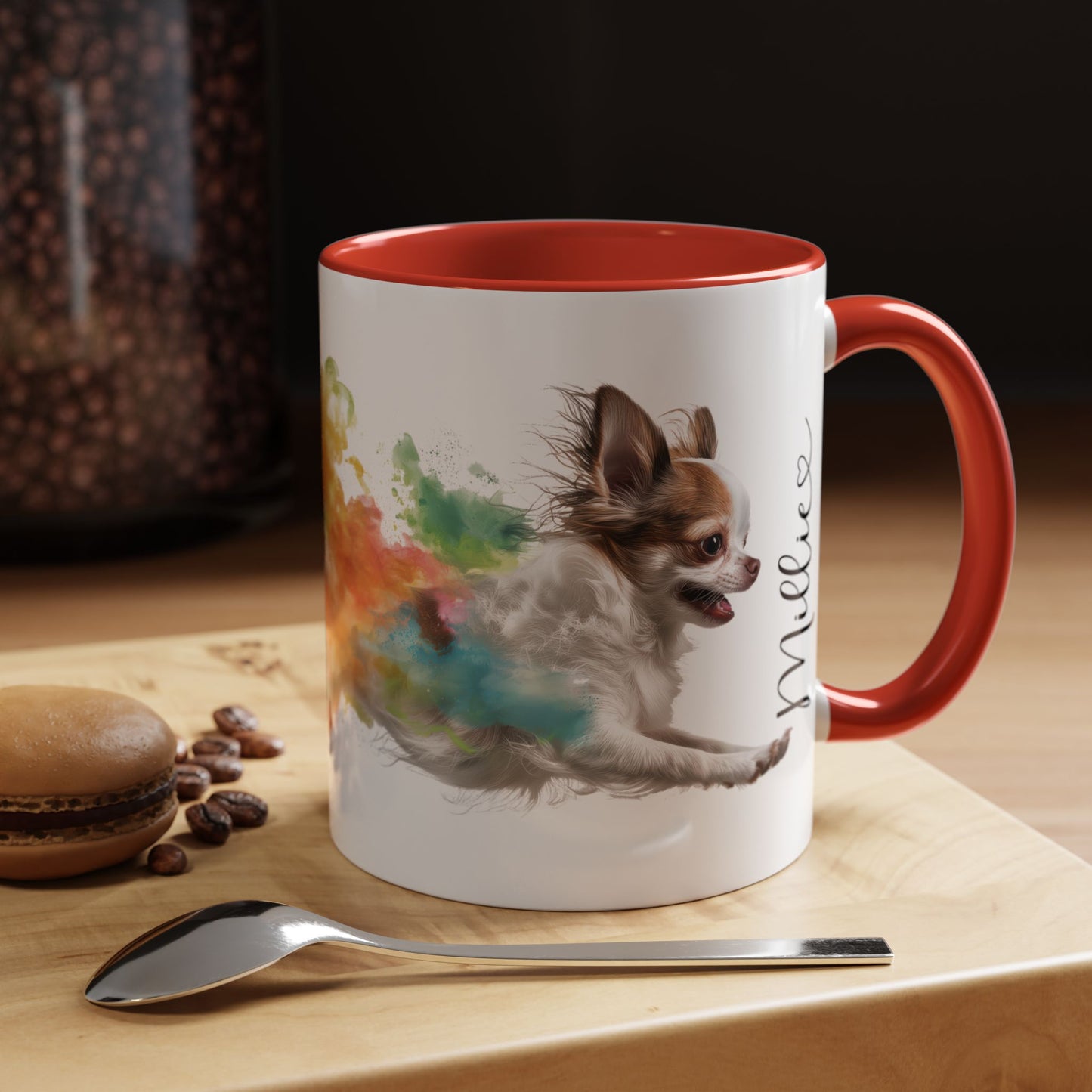 Chihuahua #3 Paint Colourful Personalised Accent Mugs, 11oz