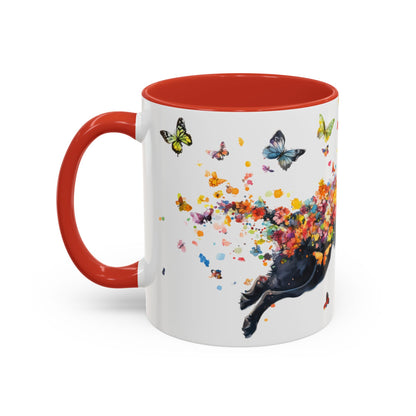 Black Labrador running personalized colourful Mugs, 11oz