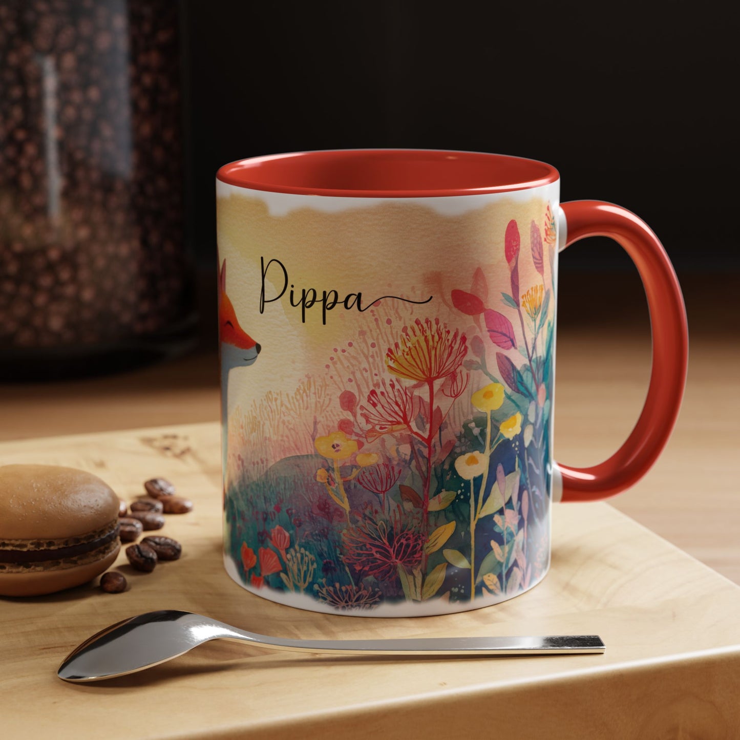Fox Sunrise #2 Personalized Accent Mugs, 11oz