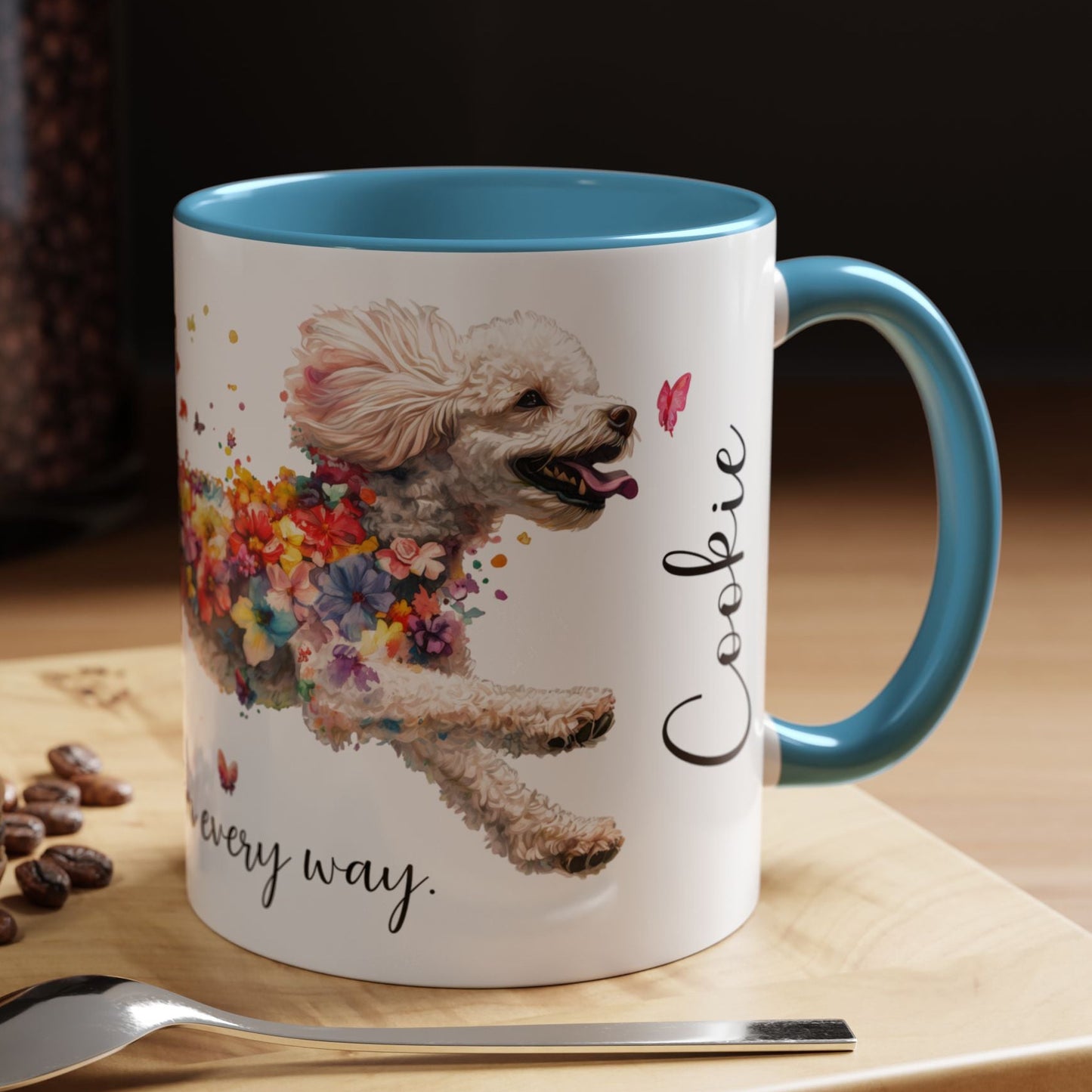 Poodle #1 - Practically Pawfect in every way. Personalised Colorful Accent Mugs, 11oz