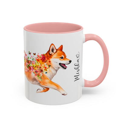 Shiba Inu Personalized Colorful Accent Mugs, 11oz