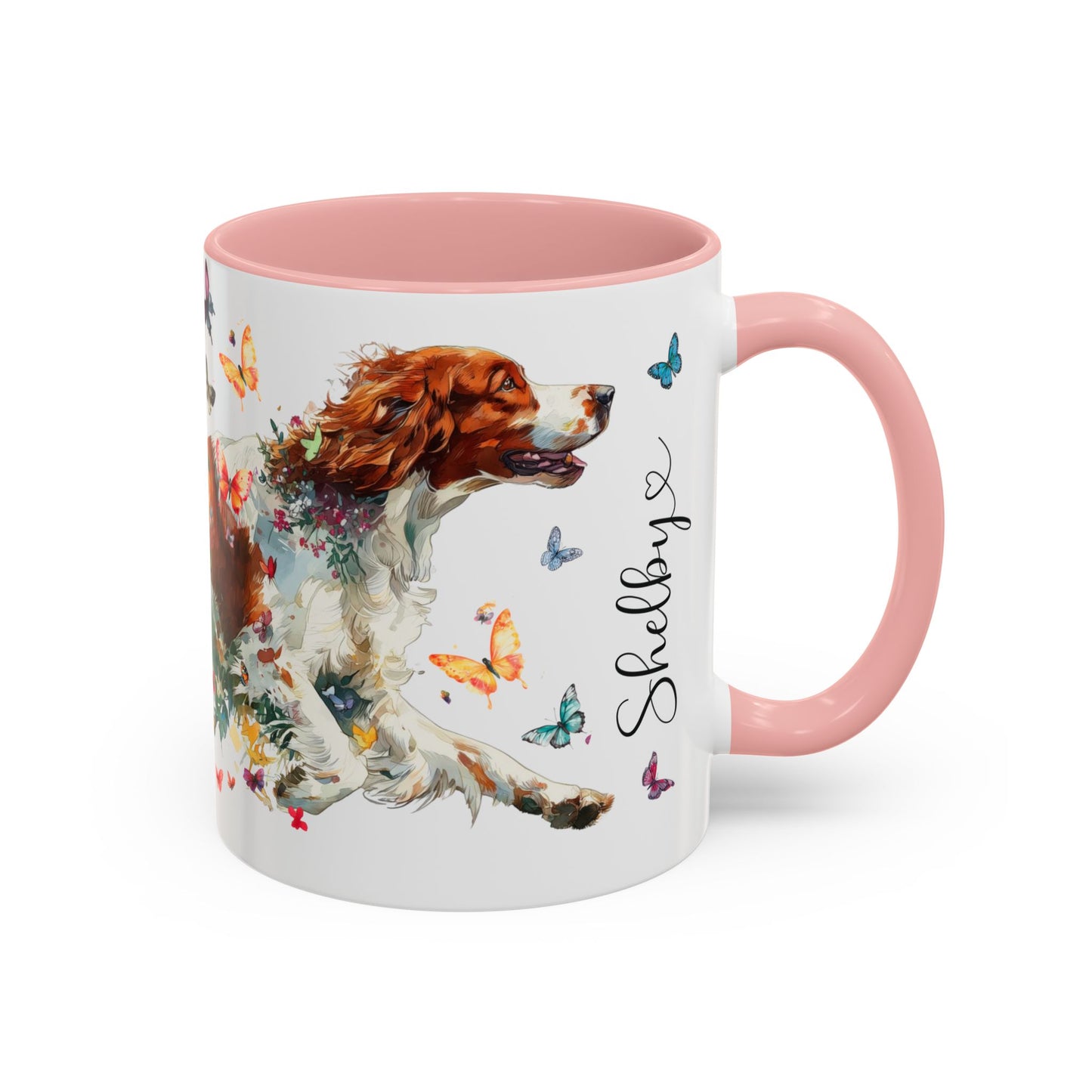 Irish Red & White Setter, Personalized Accent Mugs, 11oz