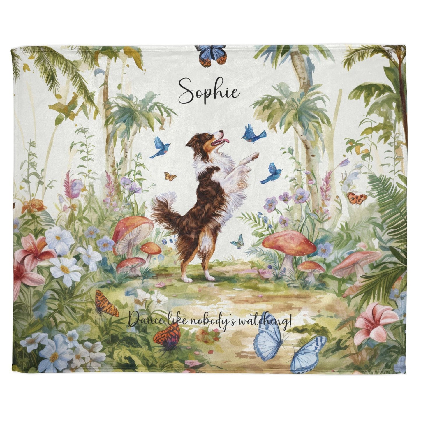 Australian Shepherd Dancing Mystical Forest Personalised Blanket
