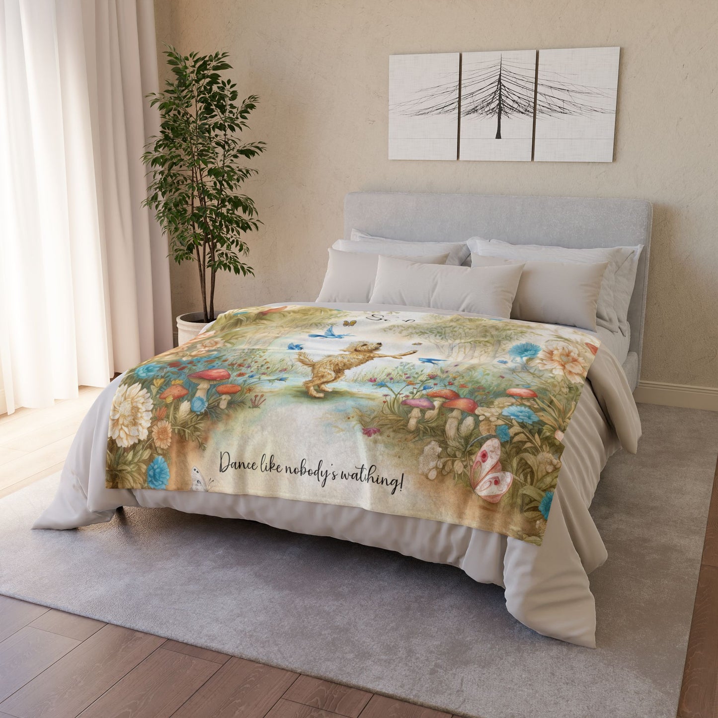 Golden Groodle/Doodle Dancing Mystical Forest Personalised Blanket