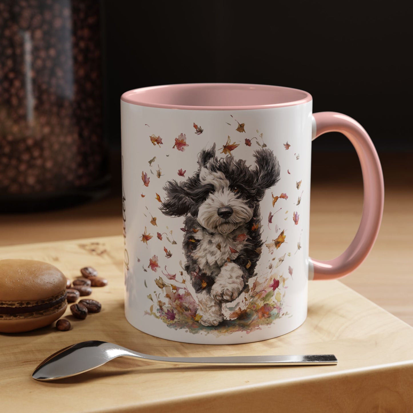 Bernedoodle #2 Autumn/Fall, Personalized Accent Mugs, 11oz
