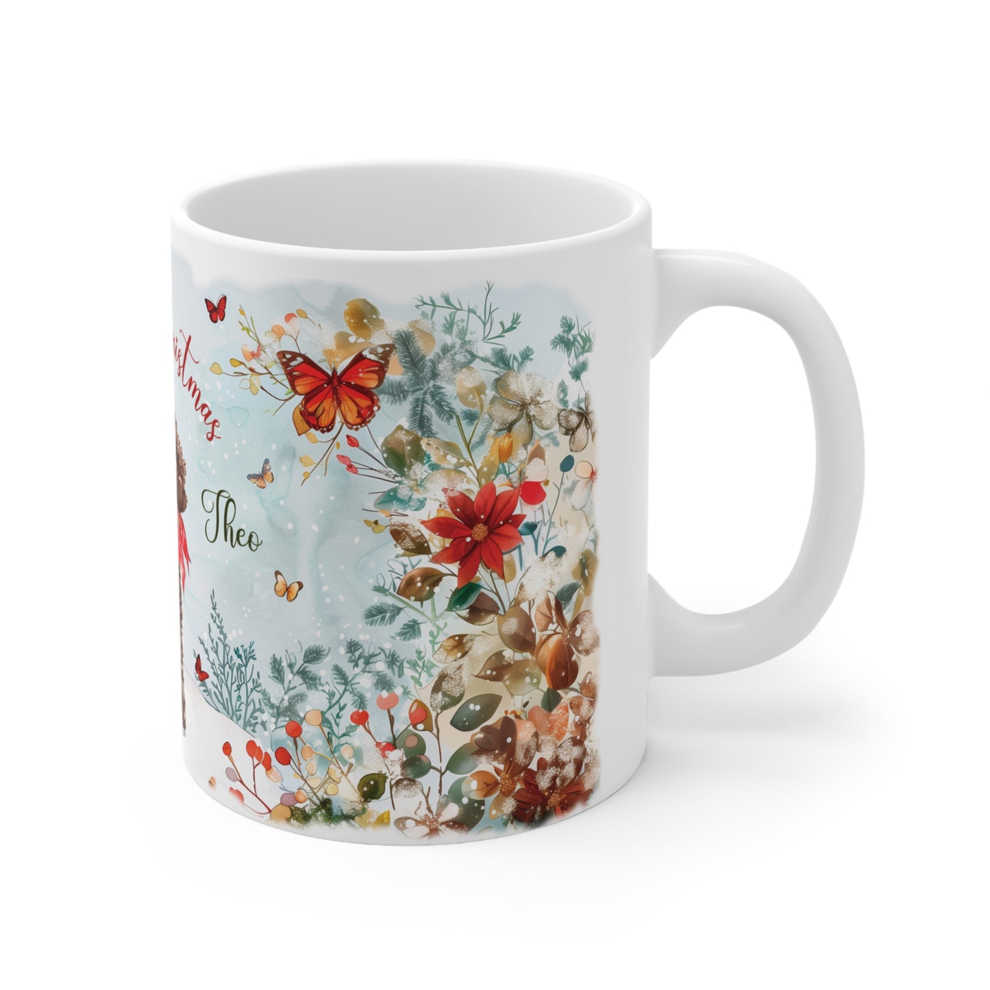 Chocolate poodle christmas white Mugs, 11oz