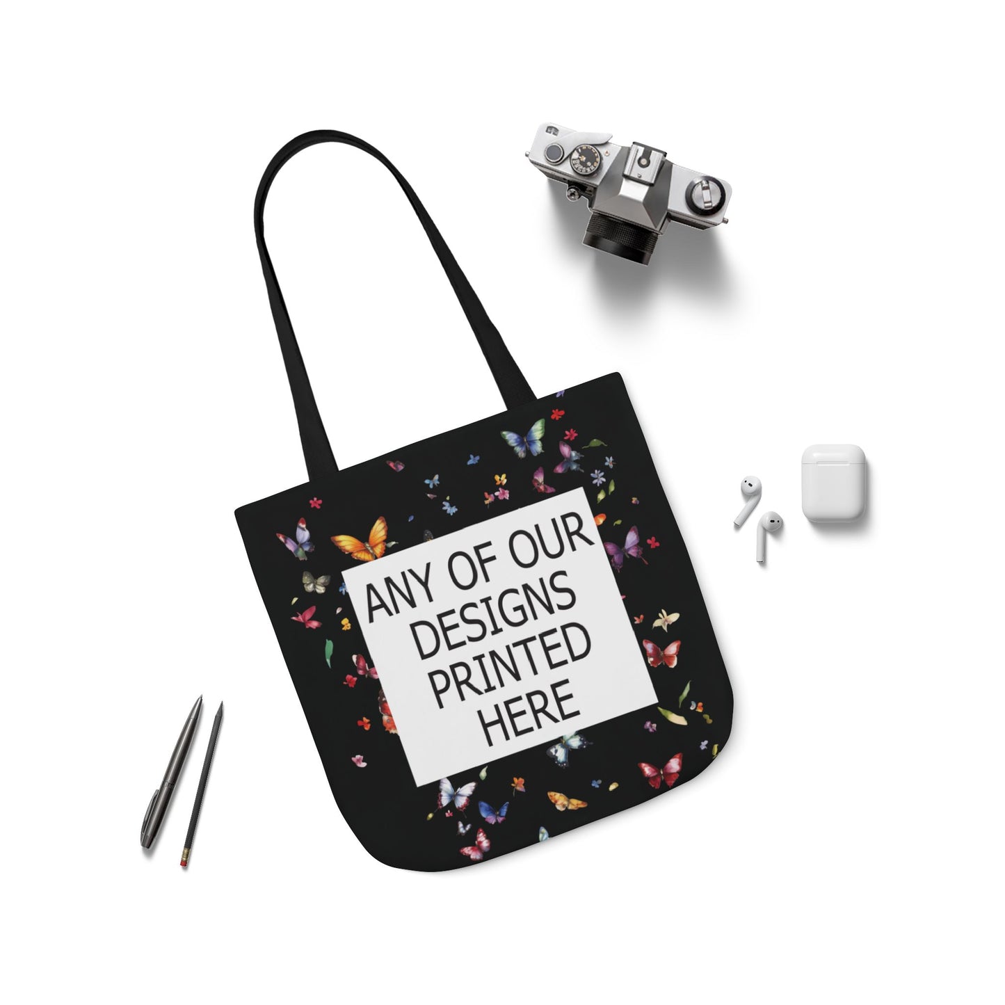 ANY OF OUR DESIGNS - BLACK Canvas Tote Bag,