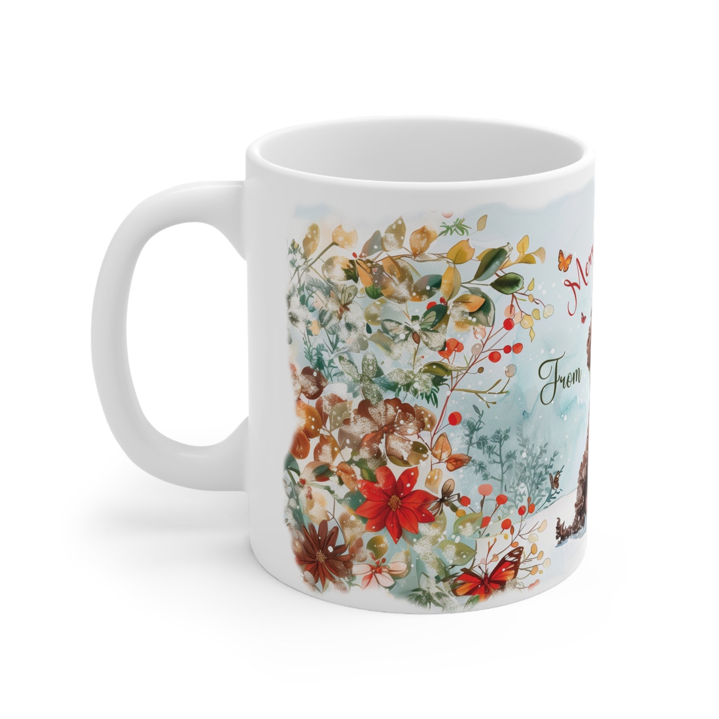 Chocolate poodle christmas white Mugs, 11oz