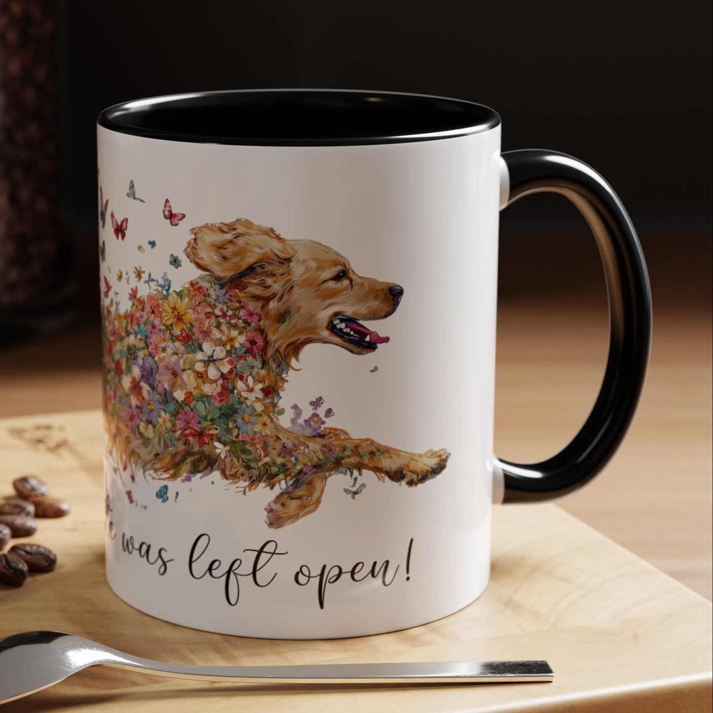 Golden Retriever #2 “Live like the gate was left open" Accent Mugs, 11oz