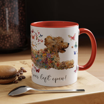 Golden Doodle/Groodle #3 "Live like the gate was left open" Accent Mugs, 11oz