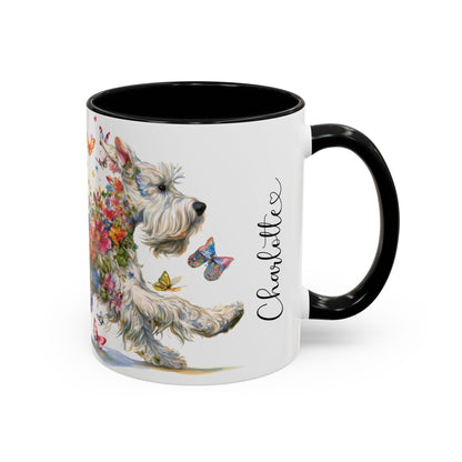 White Schnauzer Personalized Accent Mugs, 11oz