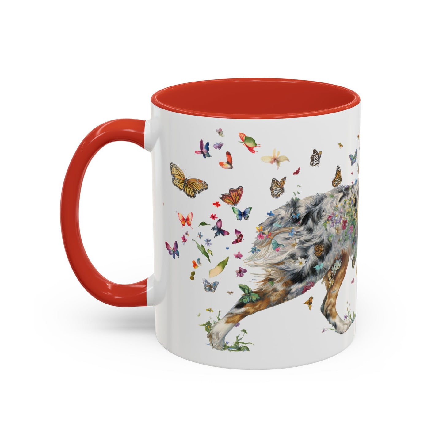 Australian Shepherd (Docked) Blue Merle Personalized Accent Mugs, 11oz