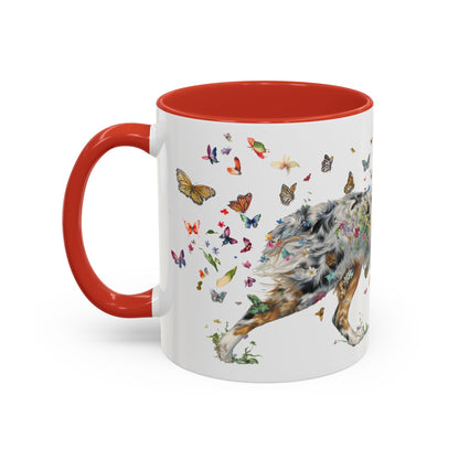 Australian Shepherd (Docked) Blue Merle Personalized Accent Mugs, 11oz